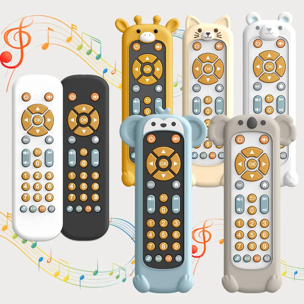 Unisex BPA-Safe ABS Tech Toy Remote for 6-12 Months Infants - Tiny Grip Size, Interactive Clicker, Musical Light-Up LED, Battery-Free Early Learning Sensory Play Item