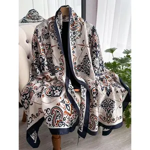 Women's Ethnic Pattern Scarf, Boho Style Shawl for All Seasons, Fashion Accessories for Women & Girls