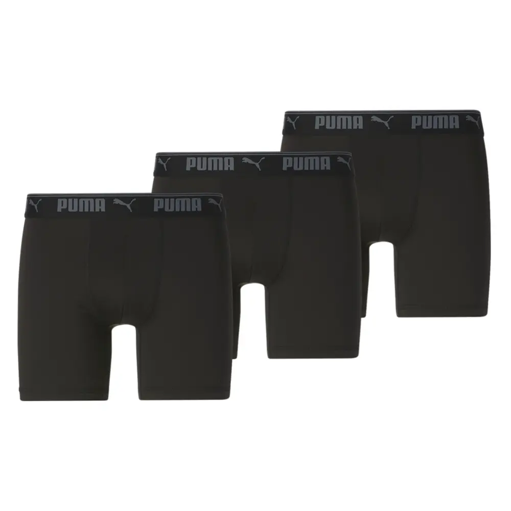 PUMA Mens 3-Pack Boxer Briefs Casual Casual Breathable - Black