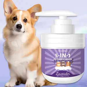 5 in 1 Lavender Pet Body Wash, Gentle Cleansing & Deodorizing & Coat Smoothing Pet Shampoo, Puppy Shampoo, Grooming Products, Pet Supplies for Dogs & Cats