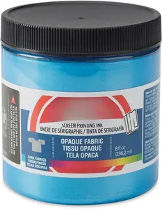 004802 Opaque Fabric Screen Printing Ink, 8 fl. oz., Blue Topaz