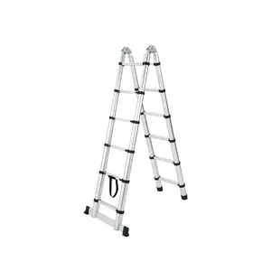 Heavy-Duty Telescopic Aluminum Extension Ladder - Non-Slip Feet & Stabilizers - Portable Multi-Purpose A-Frame for Home, Attic, Roof, Garden, 330lbs Capacity, Compact Storage