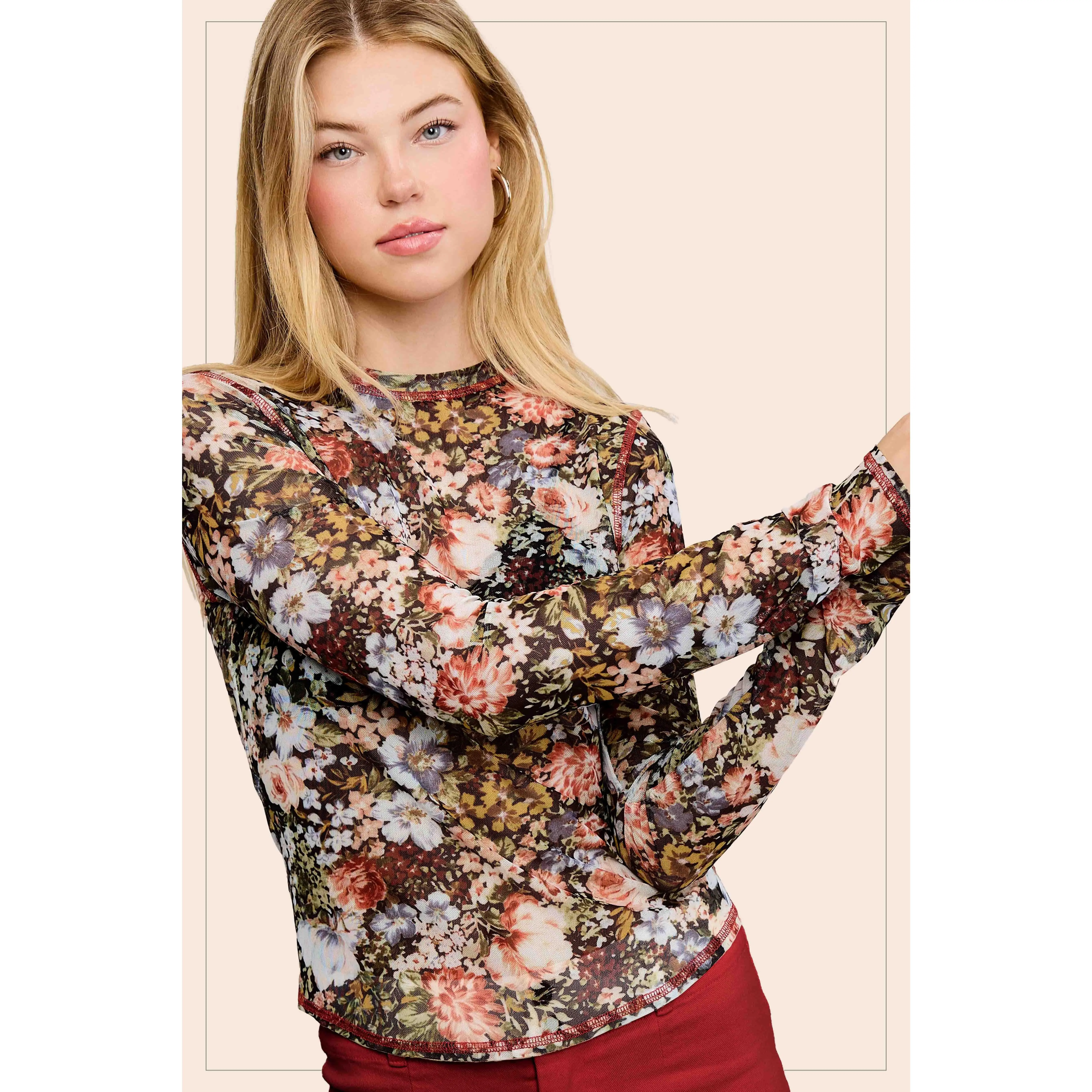 LM Floral Mesh Top