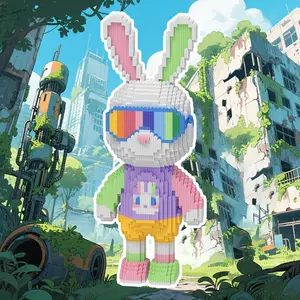 Rabbit Building Block Set, Creative Building Blocks, 3D Puzzle Model Desk Decoration, Stress Relief Toy, Indoor Decor Gift for Birthday Christmas New Year Party