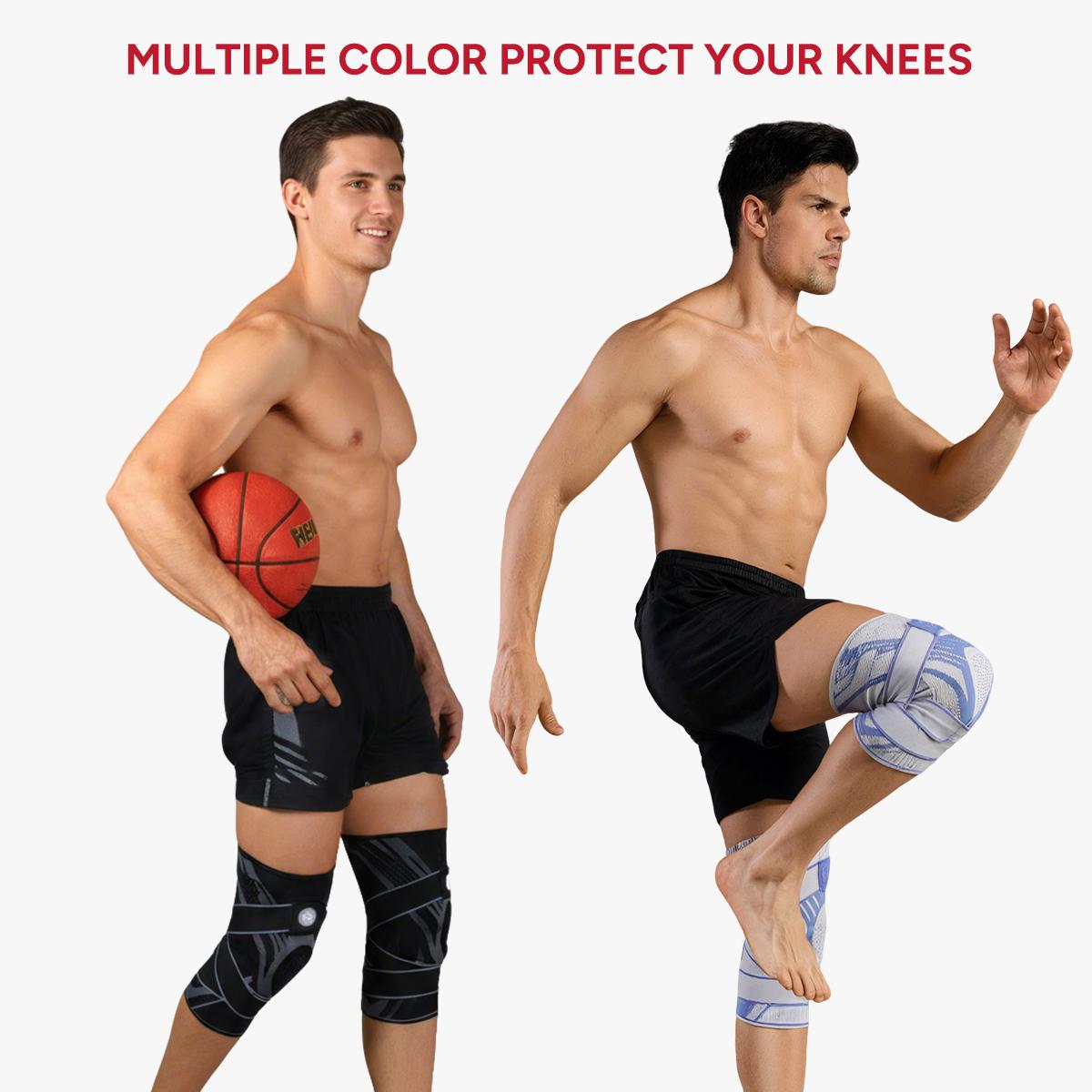 Nebility Mens Adjustable Compression Knee Brace with 360° Seamless Breathable Support, Non-Slip Design, Shock-Absorbing Pad, Elastic 4-Way Stretch Knit for Running, Hiking, Fitness and Knee Protection