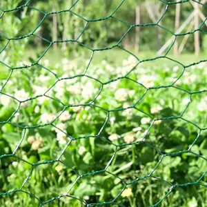 Chicken Wire 39.37x1200in Hexagonal Mesh Chicken Coop Rabbit Wire PVC-Coated Chicken Wire Fence Netting Anti-Rust Garden Poultry Netting for Pet Rabbit Chicken Fencing