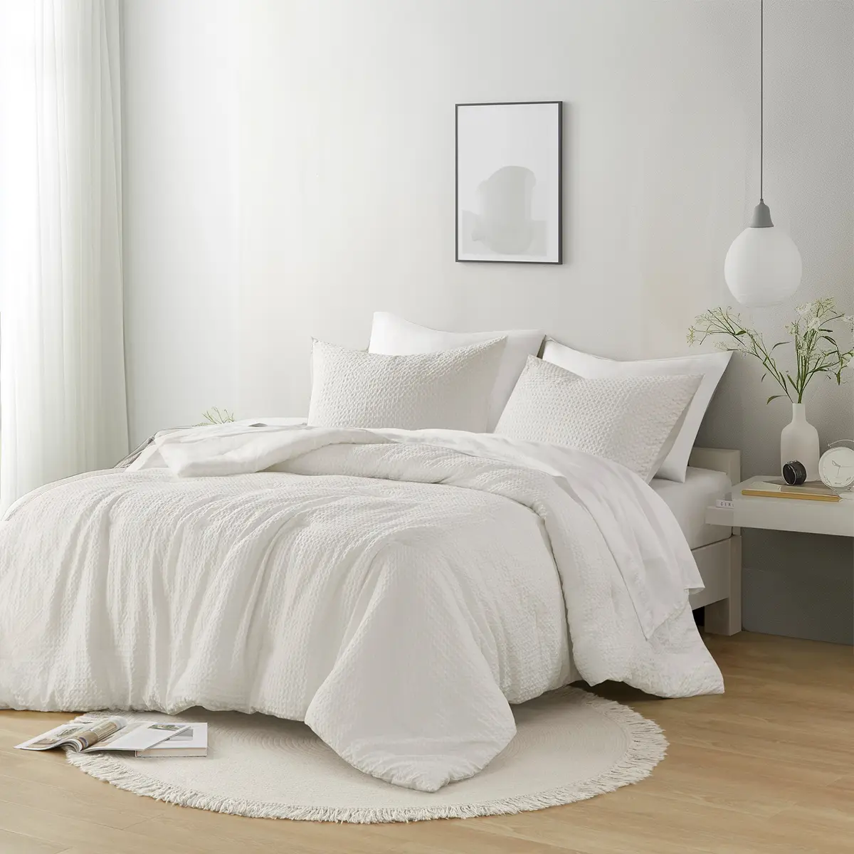 MAIN STREET Dotted Weave Textured Comforter Set - Comfy Bedding Set with Woven Face, Microfiber Reverse, 1 Comforter, 2 Shams, Oeko-Tex Certified, Breathable Polyester Bedroom Decor, Comfy Bedding Sets
