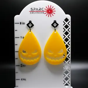 Jack-O-Lantern Yellow Halloween Earrings Teardrop