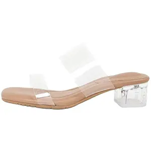 Sheepskin Version Transparent Crystal High Heeled Sandals Cushy Feel Summer Transparent Strap Square Toe High Heeled Shoes