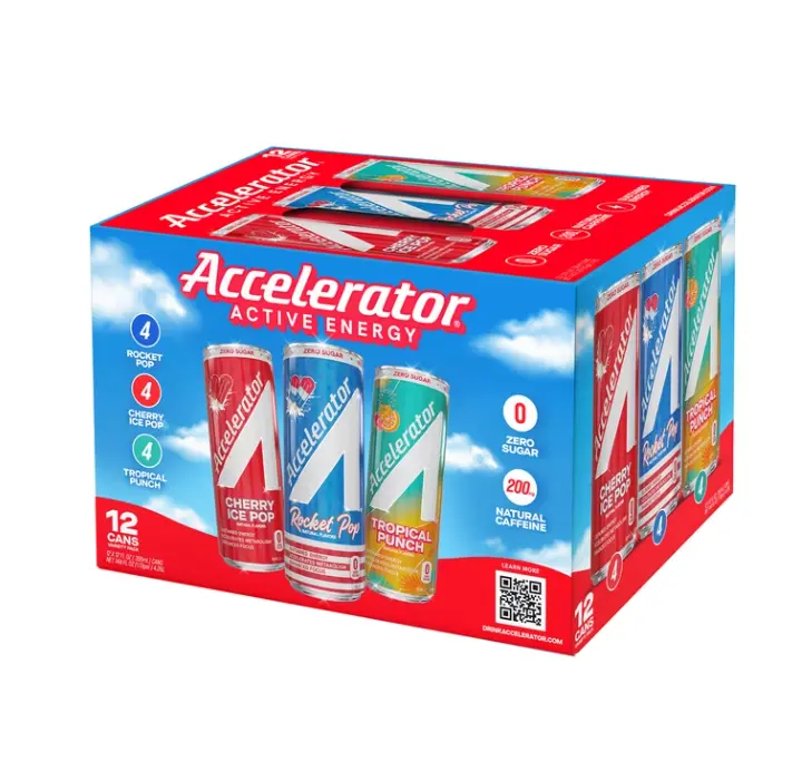 Accelerator Energy Drink, Variety Pack 12 fl oz can (12 pack), Zero Sugar, Sustained Energy from 100% Natural Caffeine (200mg from Green Coffee Bean & Green Tea extract)