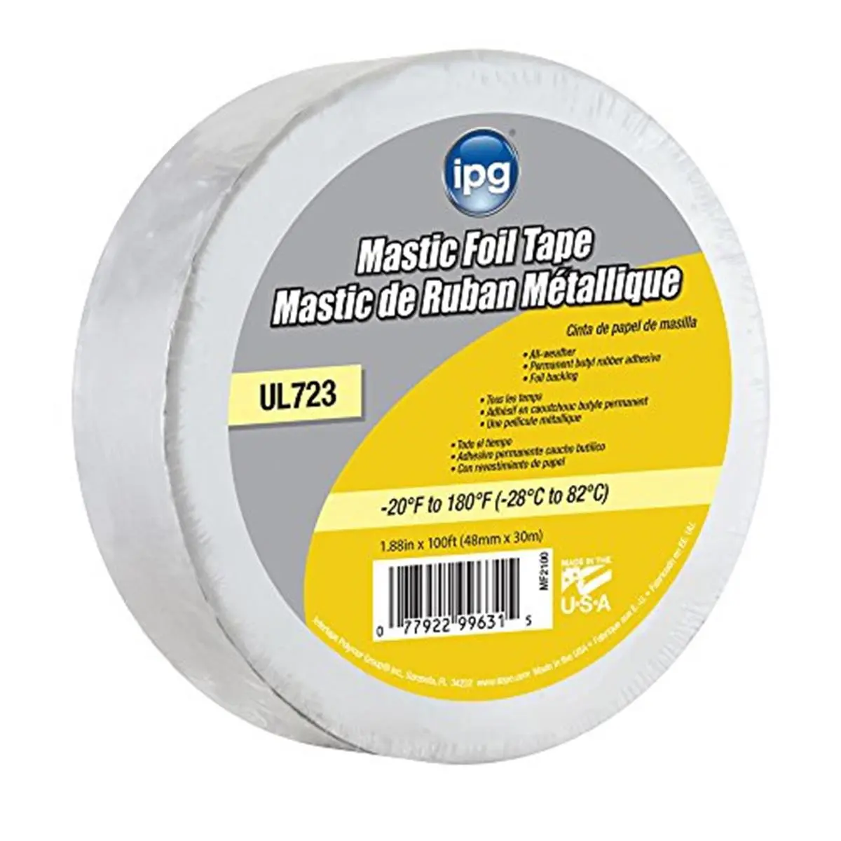 212 MAIN Intertape Polymer MF2100 Butyl Mastic Foil Tape - 1.88x100ft Adhesive Waterproof Tape with Release Liner, High Temperature Resistant Bond Seal for Sheet Metal, Duct Sealing