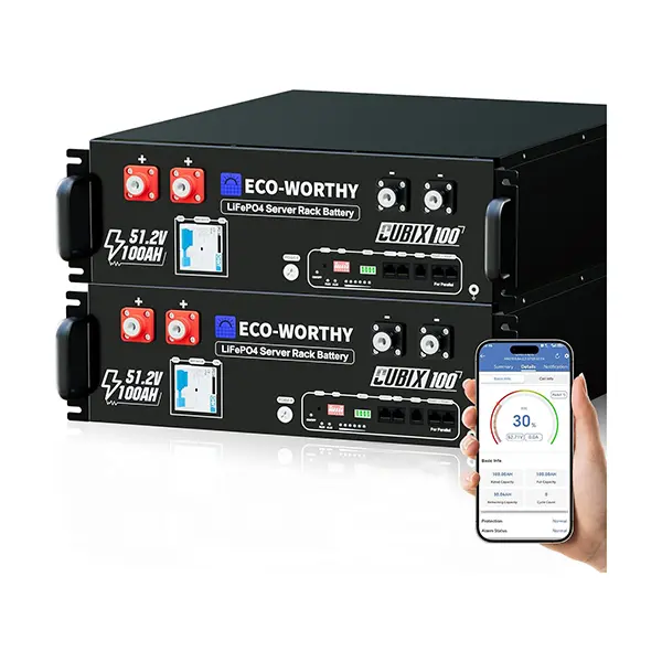ECO-WORTHY Cubix100 48V 200Ah LiFePO4 Lithium Battery (2 Pack 48V 100AH) w/Bluetooth | UL9540 & UL1973 & CEC Listed | 10.24KWh Server Rack Battery for Solar Energy Storage, Home Backup Power