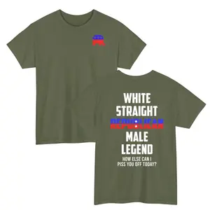 White Straight Republican Male Legend 2 Sides T-shirt, Graphic Tees, Funny Shirts, Comfy Cotton, Casual Menswear