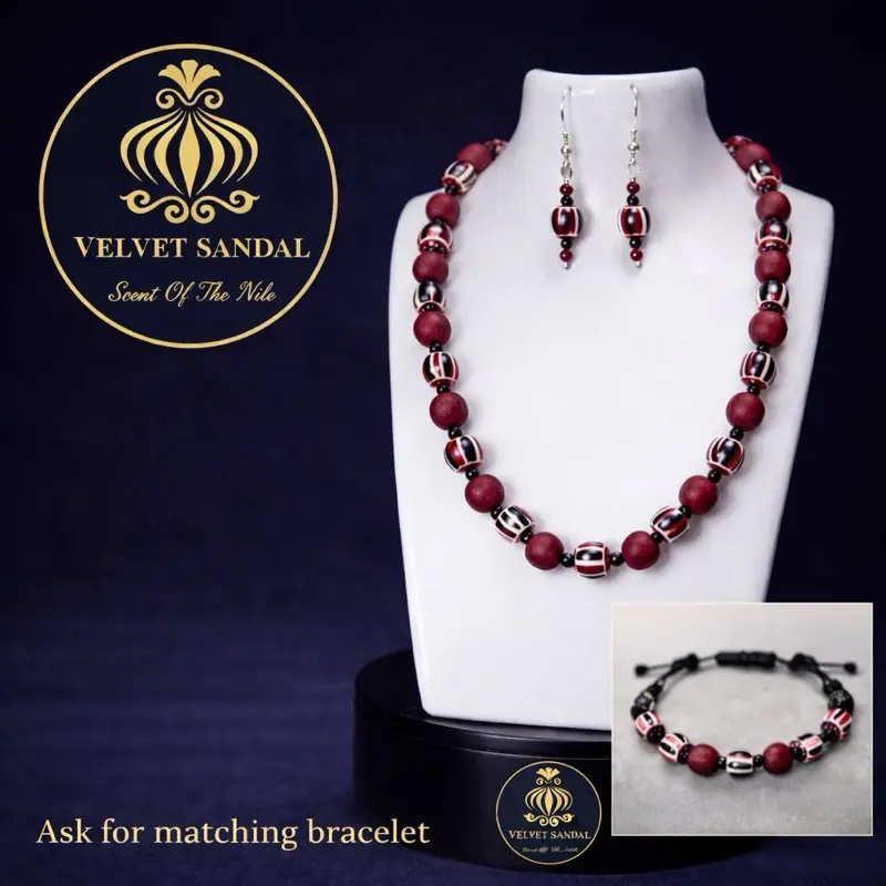 Mahlab Necklace Set - Handcrafted with Aromatic Mahlab Seeds, Customizable Bead Colors & Length, Timeless Elegance & Natural Fragrance