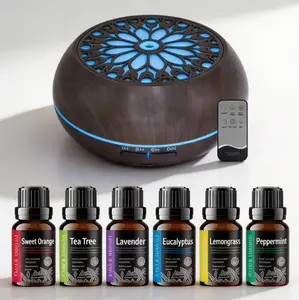 Aromatherapy Humidifier 7 Colors Remote Control & 6 Oils for Home Office Air Freshening Cool Mist Portable Flame Aroma   with LED Colorful Compact Smart Aromatherapy Humidifier Color-Changing Essential large fog volume light RGB Lighting Diffuser