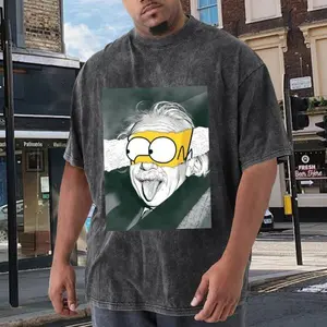 Einstein Cartoon Meme T-Shirt, Washed Distressed Vintage Tee, Soft Comfort Colors® Style Nerd Shirt, Funny Science Graphic Tee, Unisex Gift for Him Her, Retro Geek Apparel