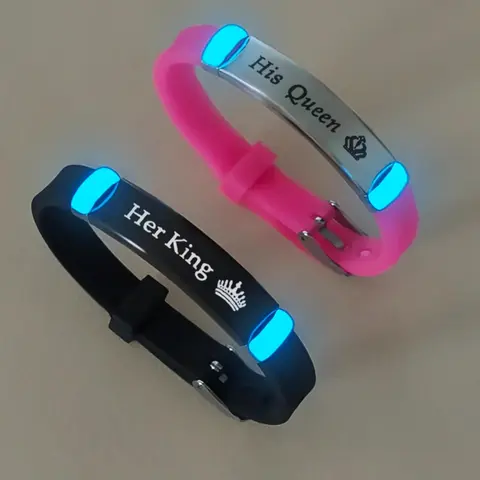 Couple Crown Pattern Luminous Couple Bracelet Set, Fashionable Glow in The Dark Bracelet for Women & Men, Fashion Matching Bracelet, Trendy All-match & Exquisite Jewelry for Birthday Gift, Fashion Accessory, Jewelry Gifts, Glowing Bracelets