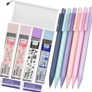 13pcs/set Mechanical Pencil With Bag,400pcs Leads,2 Eraser,0.5 0.7mm Automatic Pencil,Back To School Kawaii Supplies Stationery
