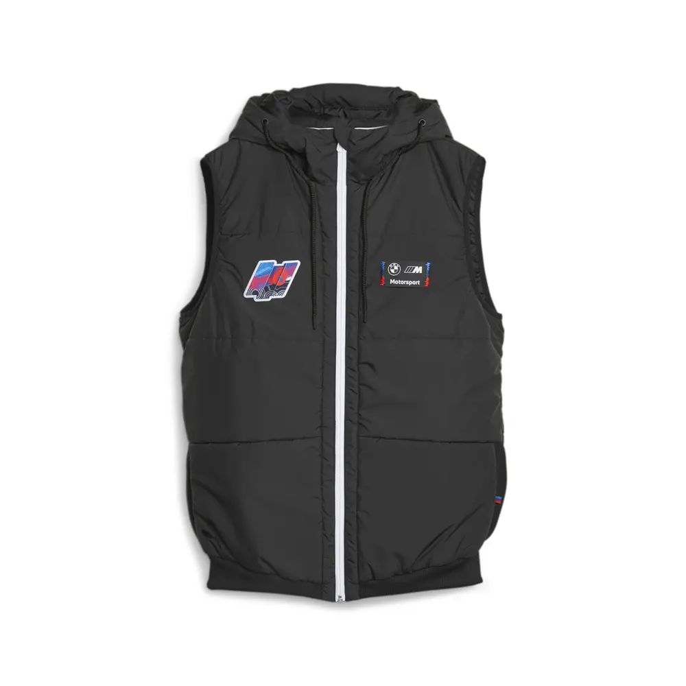 PUMA Mens Bmw M Motorsport Statement Race Vest Athletic Outerwear Casual Full Zip - Black
