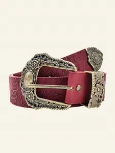 Women's Western Style Belt, Y2K Vintage Wine Belt, Perfect for Dresses and Jeans, Daily Commute, Casual, Back-To-School, Western Buckle Belt