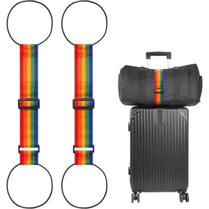 Multi Use Strong Adjustable Luggage Connector Straps for Suitcases Travel Straps Secure Organize Anti Theft Straps in Vibrant Rainbow Colors
