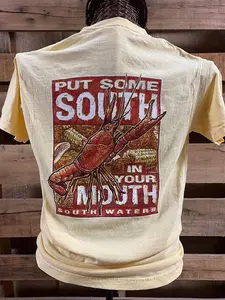 South Waters Put Some South in Your Mouth Crawfish Comfort Colors Bright Unisex T Shirt