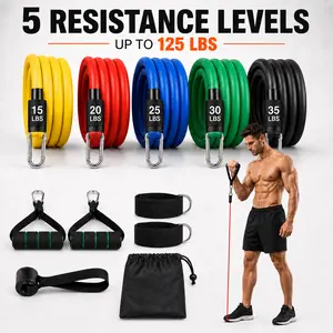 Resistance Bands Set 11-Piece Performance Upgrade Kit, Stackable Workout Bands with Handles, Door Anchor & Ankle Straps, 15-125 LBS TPE Exercise Bands for Home Gym, Strength Training, Pilates, Travel Fitness Comprehensive Band Set