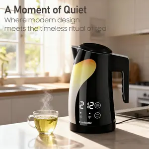 Fashome Electric Kettle, No Plastic Contact 304 Stainless Steel Interior, 5 Temperature Control 2H Keep Warm Digital Display, 1200W Fast Boil Cool Touch Auto Shut-Off, Original Penguin-Shaped Design, Suitable for Tea Coffee