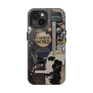 Fourth Wing Phone Case Dragon Book Iron Flame Aesthetic Art Clear Protective Cover for iPhone 16 & Samsung Galaxy Models Polycarbonate TPU Impact Resistant Shock Dispersion