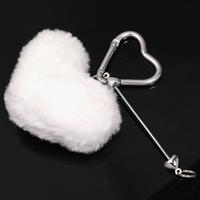 ZK570012  Heart pom-pom keychain  white/5pcs