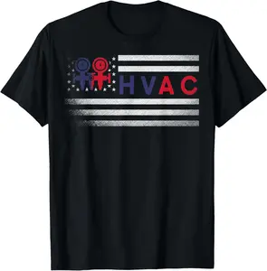 Unisex，HVAC Technician, American Flag USA T-Shirt for Women Men Casual Menswear Soft Top