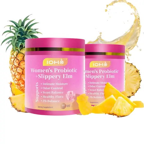 【Gold upgrade】IOHO Her Juicy Feminine Probiotics Gummies-All in One Supplement plus Slippery Elm and Prebiotics&Lactobacillus Probiotic Blend for Women's pH Balance and Dryness-Hawaiian Pineapple Gummies 60 Count women’s probiotics - Supplement Healthcare