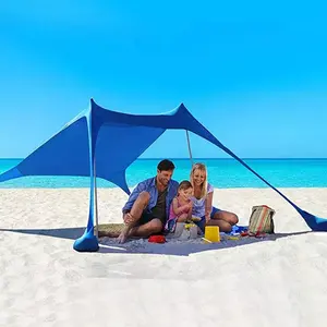 Beach Tent Sun Shelter， Large Pop-Up Beach Tent Sun Shelter - Vibrant Blue Portable Canopy ，5-Minute Easy Setup for Camping, Fishing, Picnics, Backyard - Lightweight Outdoor Shelter, Beach Sun Protection, Square Beach Tent