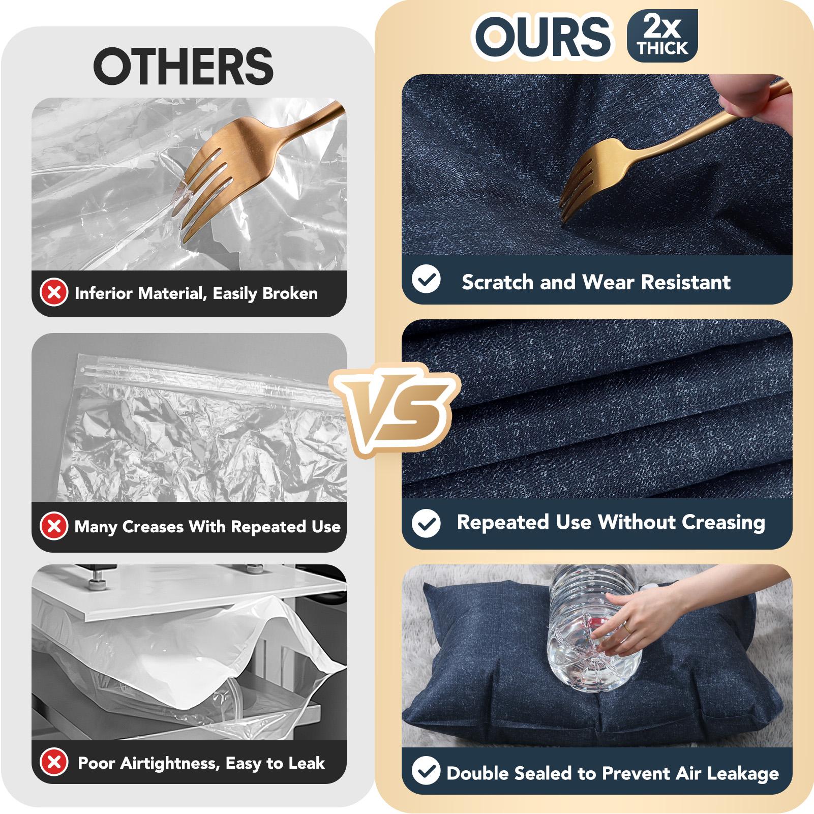 6-Pack Oxford Cloth Vacuum Storage Bags（ 1S+1M+2L+2XL）Space Saving for Clothes/Bedding/Quilts/Cabinets Essential Travel Storage Solution with Hand Pump Compact Travel Solutions Organiser