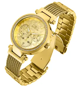 Invicta Women's Gold Watch — Twisted Cable Bracelet, Crystal-Set Bezel, Quilted Gold Dial — 36mm Refined Ladies Watch — Authentic, New in Box