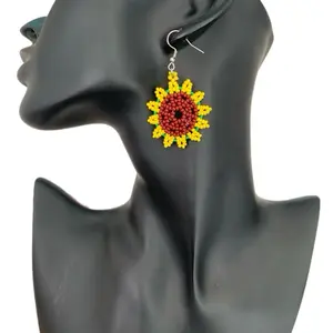 Sunflower Beaded Earrings