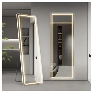 64"x21" LED Full Length Mirror with Aluminum Frame and Polished Glass for Bedroom