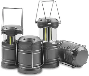 LED Camping Lantern, Battery Powered Flashlight for Power Outages, Portable Collapsible Hanging Light Essential for Home, Outdoor, Emergency Lamp Survival Kit Gear for Hurricane, Black