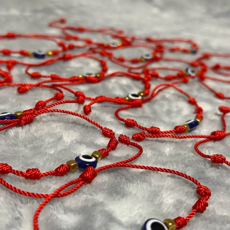 Bracciale Portafortuna Evil Eye – Cordino Regolabile Rosso E Nero Con Ciondolo Occhio Del Male, Fatto A Mano, Portafortuna E Protezione