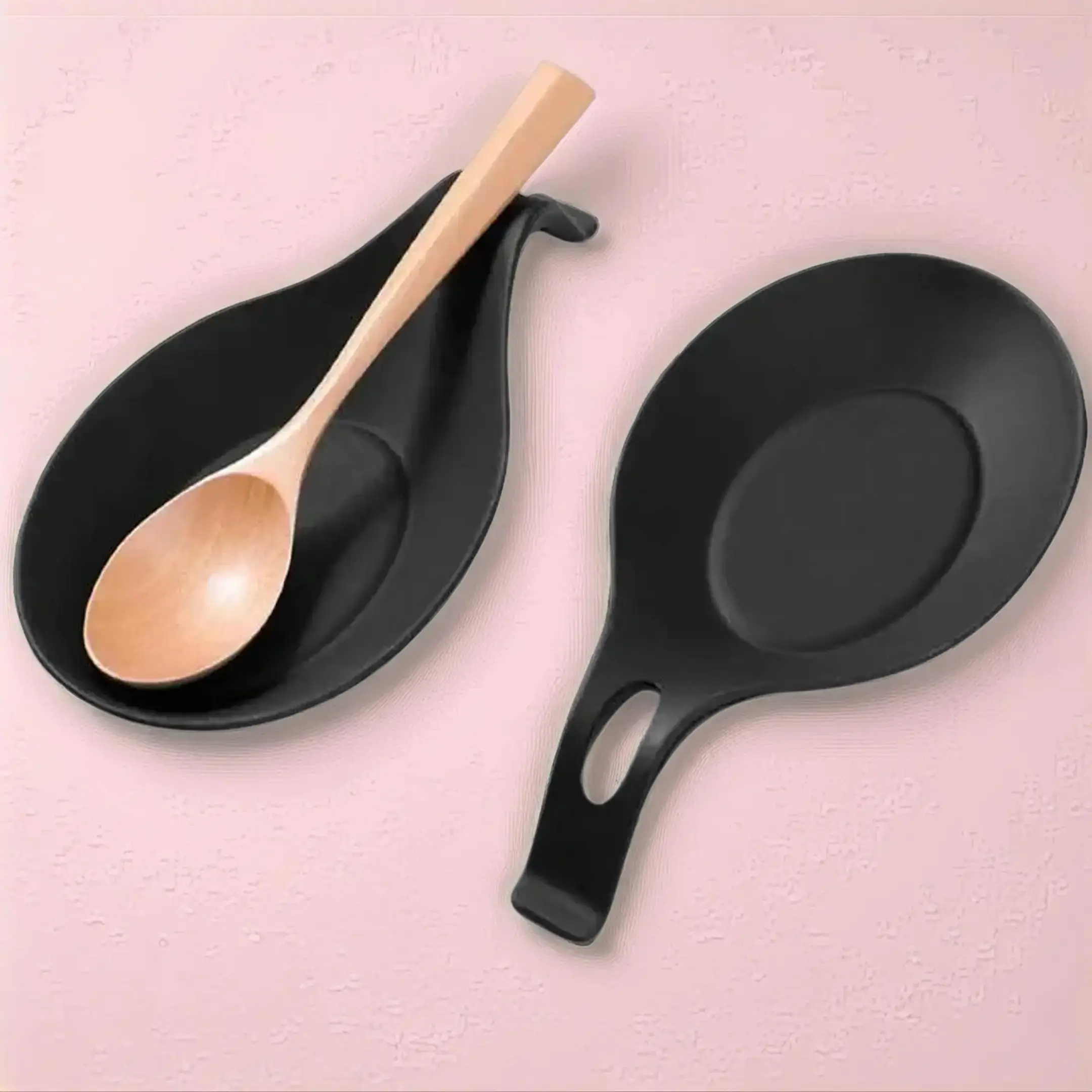 Silicone Heat Resistant Spoon Rest, 2pcs Kitchen Utensil Holder for Cooking, Home Cutlery & Tableware Rest Tool, Modern Kitchenware