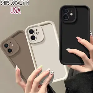 3pcs Set Luxury Solid Color Drop-Proof Phone Case with Camera Protection Compatible with Apple Iphone 15 14 13 12 11 Pro Max Plus Series Shock Absorption Air Cushion Function Durable TPU Material Cover Accessory Set