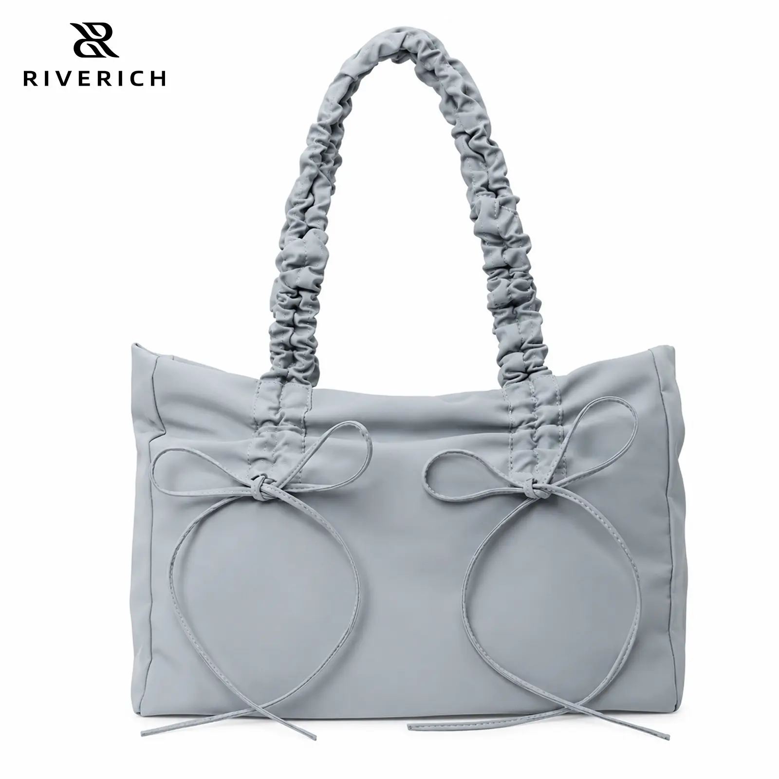 RIVERICH Women’s Bow Tote Bag, Large-Capacity Ruched Shoulder Bag with Handle for Commuting, School, and Everyday Travel