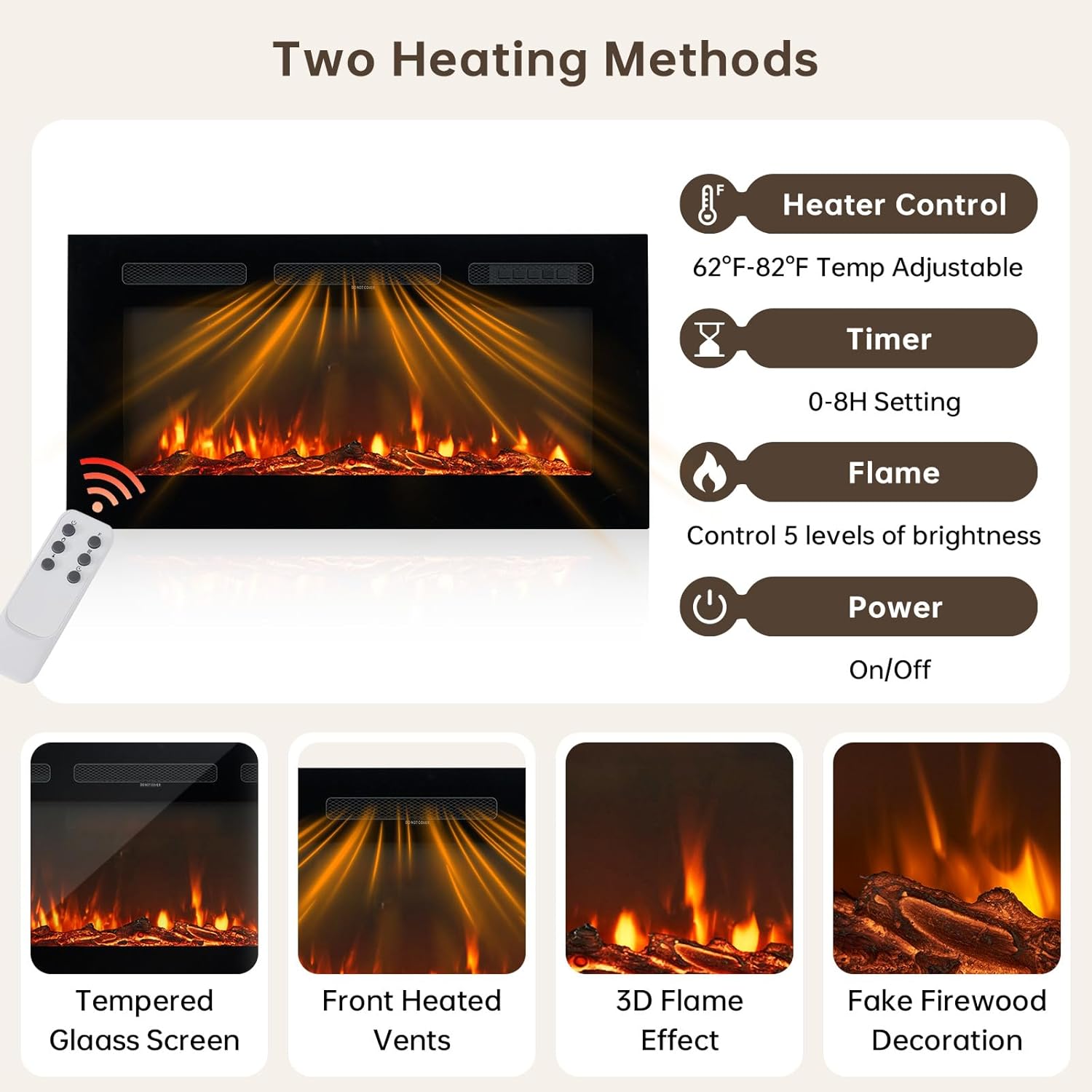 Oneinmil 70" Fireplace TV Stand for TVs up to 80", Farmhouse Entertainment Center with Barn Doors & Storage Cabinets, White & Black Finish