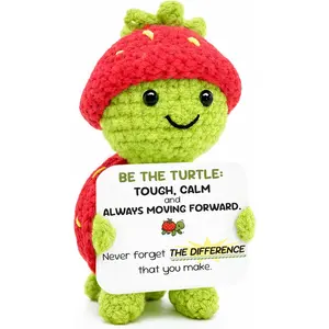 Teen Girl Gifts Trendy Stuff Graduation Gifts, Strawberry Turtle Crochet – “Be The Turtle” Positive Crochet Animals, Handmade Stuffed Animal, Employee Appreciation Gifts Positive Turtle Gift