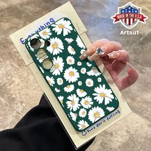 White Daisy Pattern Case Compatible with GalaxyS24 Plus S25 S23 S22 Ultra S22+ Matte Liquid Silicone Anti-Slip Pocket-Friendly Cellphone Softcase for Girl