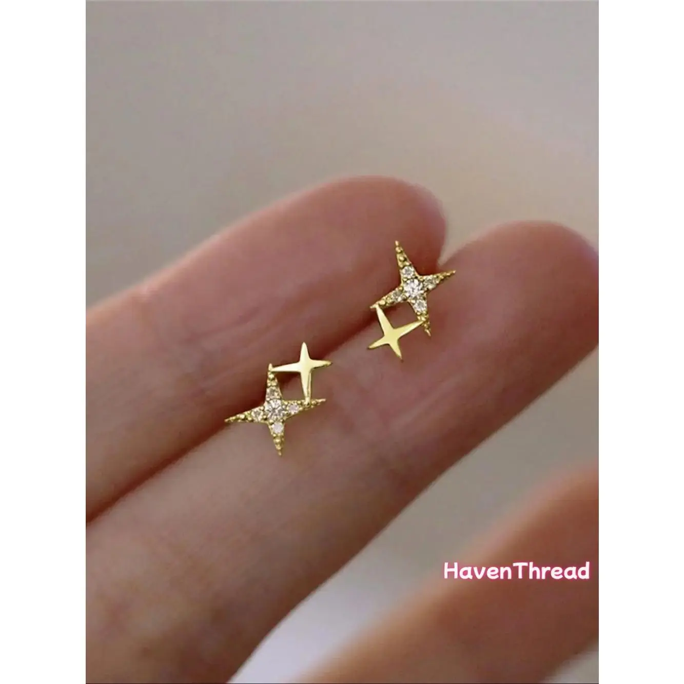 Dainty Star Ear Studs for Women, Shimmering Zirconia Rhinestone Copper Jewelry for Holiday Parties, Weddings & Anniversaries, Female, Feminine Aesthetic, Anniversary, Party, Stud Earrings, Bling Effect, Sparkling, Plain, Shiny Stars, Long-Lasting Quality,