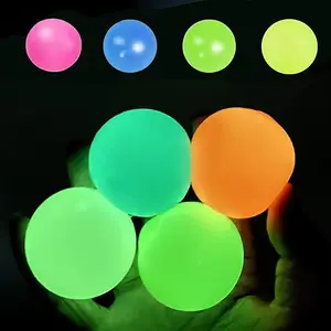 Glow in the Dark Ceiling Sticky Target Ball, Fun Parent-Child Interaction Toy, 6 Color Wall-Bouncing Stress Relief Play Ball