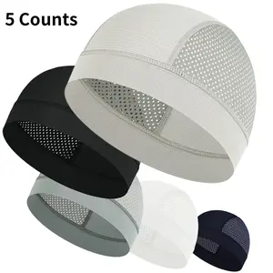 5 Pack Helmet Liner Cooling Skull Cap for Hard Hats, 2026 Summer Mesh Patchwork Running Beanie Motorcycle Cycling Cap under Helmet for Men Women, All Seasons Moisture Wicking Breathable Stretchy Hat for Construction Work Outdoor Activities