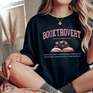 Booktrovert Definition Shirt, Booktrovert T-shirt, Book Lover Graphic Printed Tee, Bookish Soft Fabric Short Sleeve Tee, Comfort Shirt For Nerd Girls, Women's Tops, Womenswear,  Fabric Chic Style