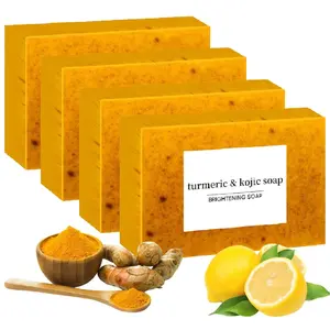 Turmeric, Body Care, Turmeric Kojic Acid Brightening Soap - All-Skin Body Care Cleanser & Body Wash for Daily Use， Hydrates, Refreshing Lemon Scent, Supports Cleansing & Skin Repair for Face and Body